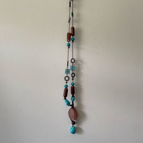 Bead and blue stone necklace vintage - Picture 3 of 6